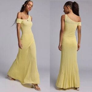 NWT AFRM Hoda Sheer Asymmetric Sweater Maxi Dress Sz S